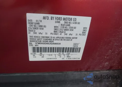 2018 Ford Explorer Xlt из США, поврежденный, VIN 1FM5K8D80JGA88535